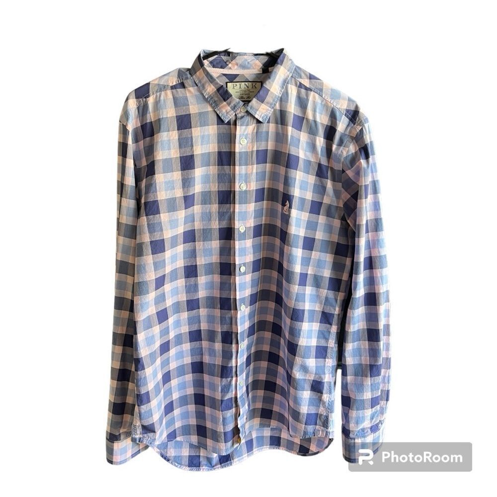 Men’s PINK by Thomas Pink Slim Fit Plaid Shirt Large